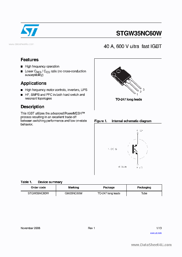 STGW35NC60W_3295971.PDF Datasheet