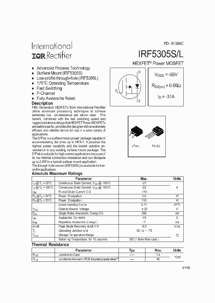 IRF5305STRL_3301677.PDF Datasheet