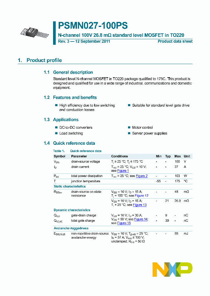 PSMN027-100PS_3356641.PDF Datasheet