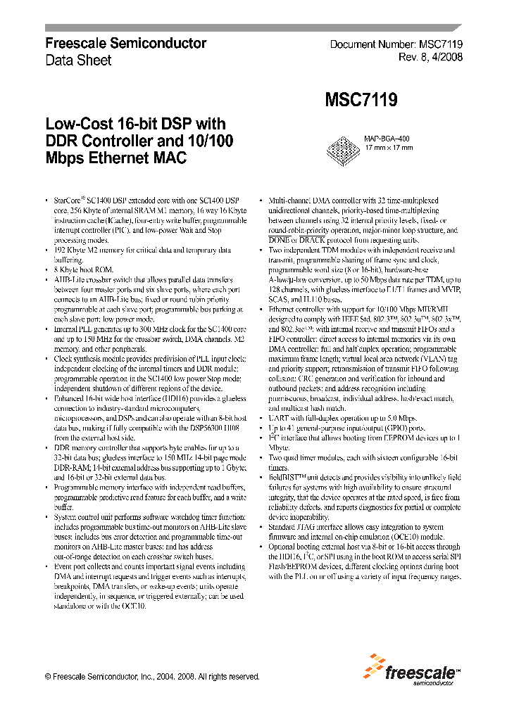 MSC7119VM1200_3380660.PDF Datasheet