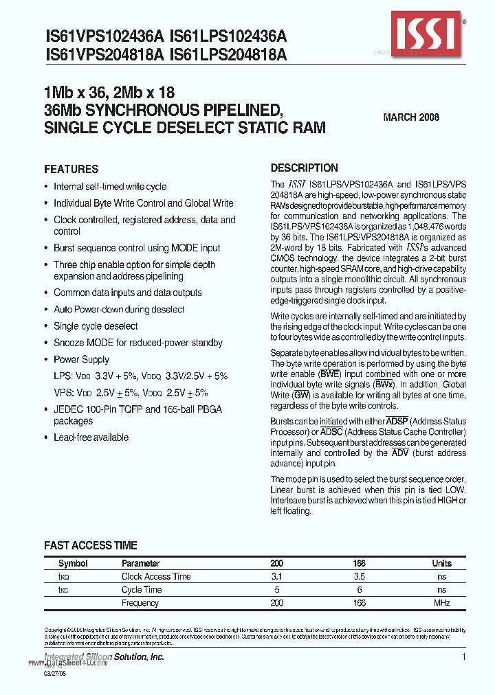 IS61VPS204818A_3395100.PDF Datasheet