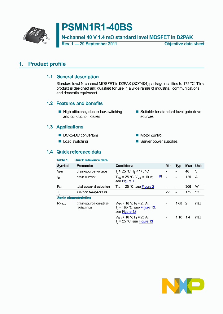 PSMN1R1-40BS_3398668.PDF Datasheet