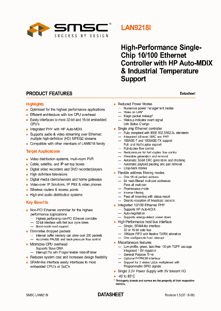 LAN9218I-MT-E2_3410739.PDF Datasheet