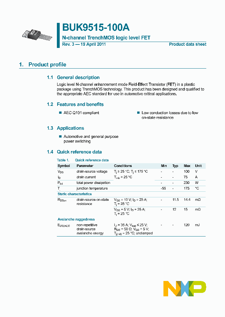 BUK9515-100A_3417864.PDF Datasheet