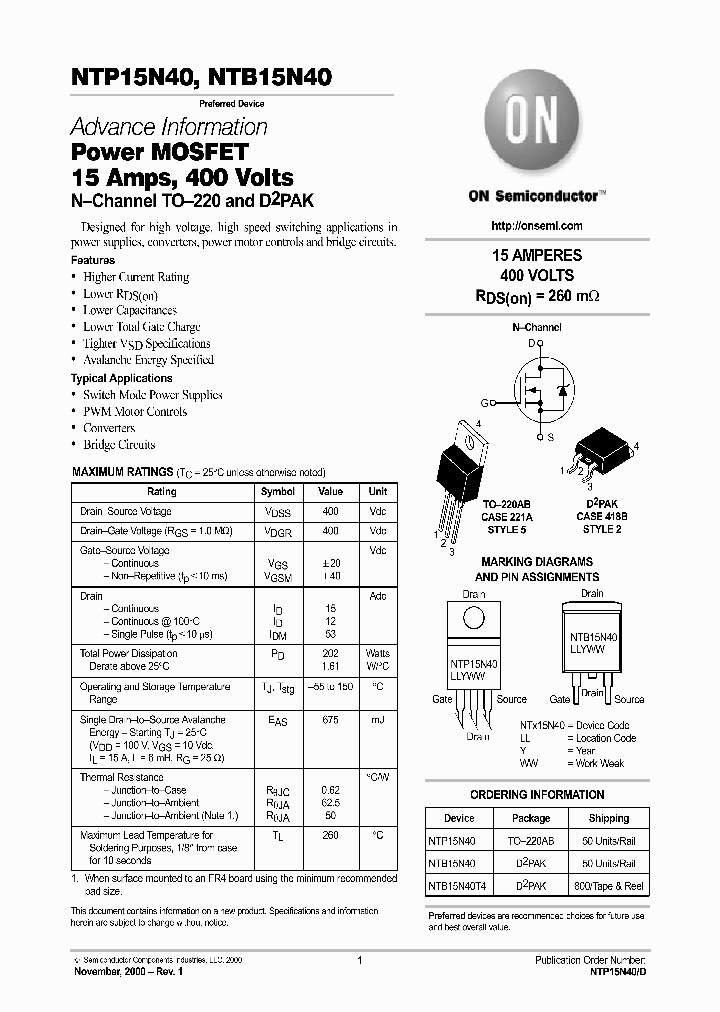 NTP15N40-D_3640626.PDF Datasheet