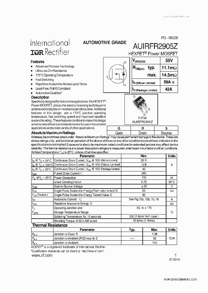 AUIRFR2905Z_3669468.PDF Datasheet