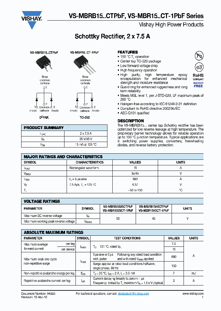 MBRB1545CT-1P_3698898.PDF Datasheet