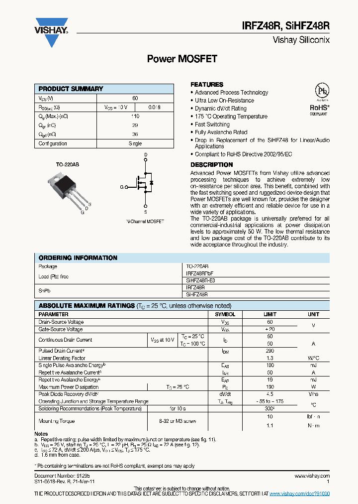 SIHFZ48R-E3_3708937.PDF Datasheet