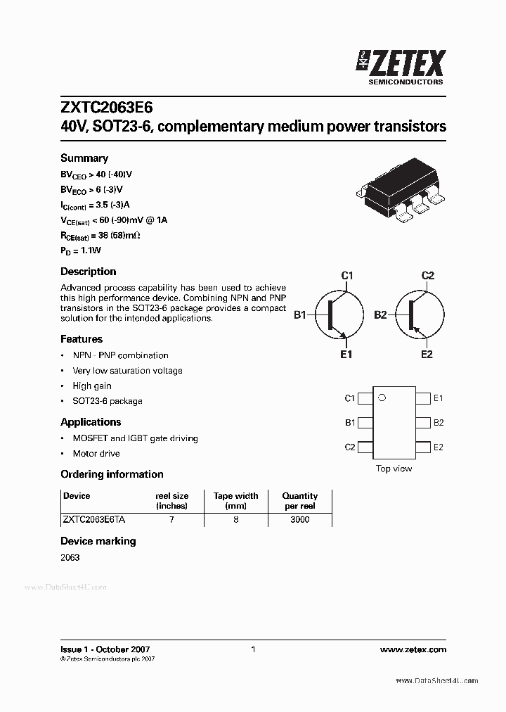 ZXTC2063E6_3760757.PDF Datasheet