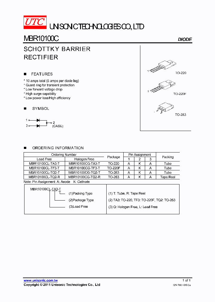 MBR10100CG-TA3-T_3770406.PDF Datasheet