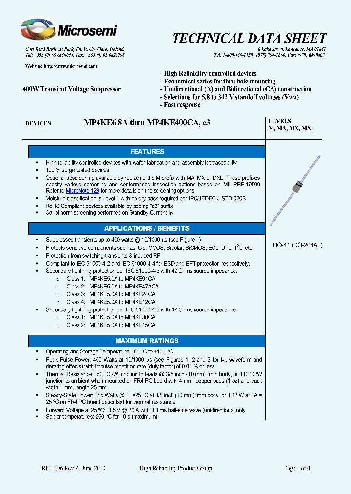 MXP4KE68AE3TR_3747210.PDF Datasheet