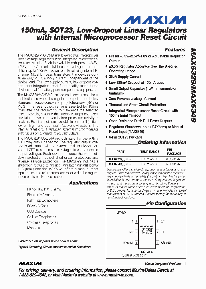 MAX6329YLUTT_3753757.PDF Datasheet