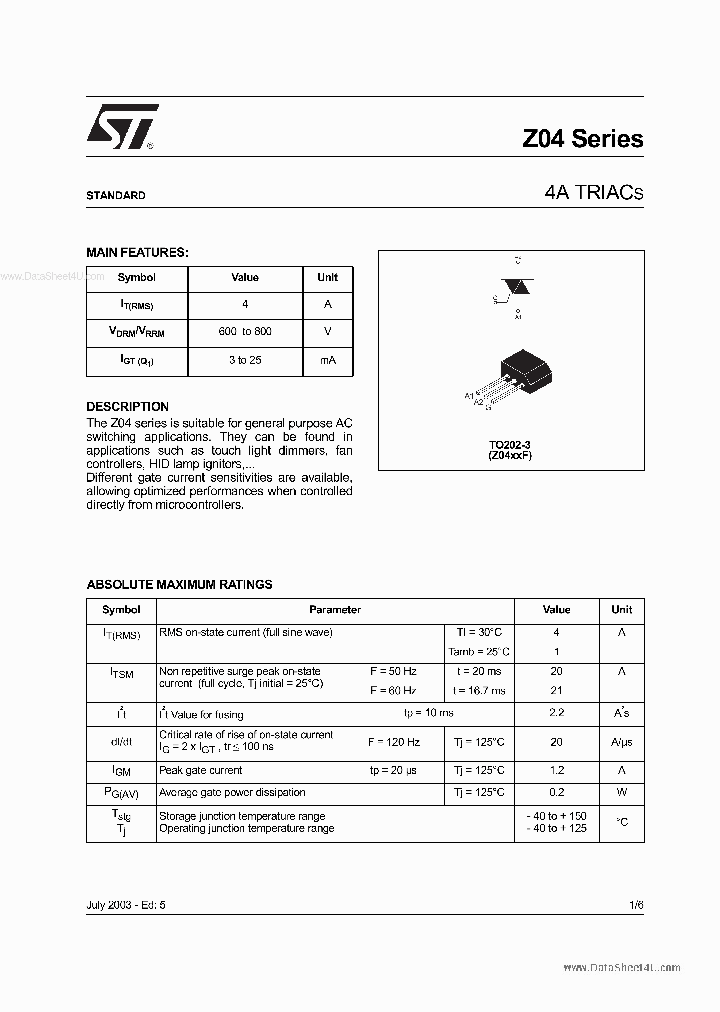 Z0409DF_3896221.PDF Datasheet