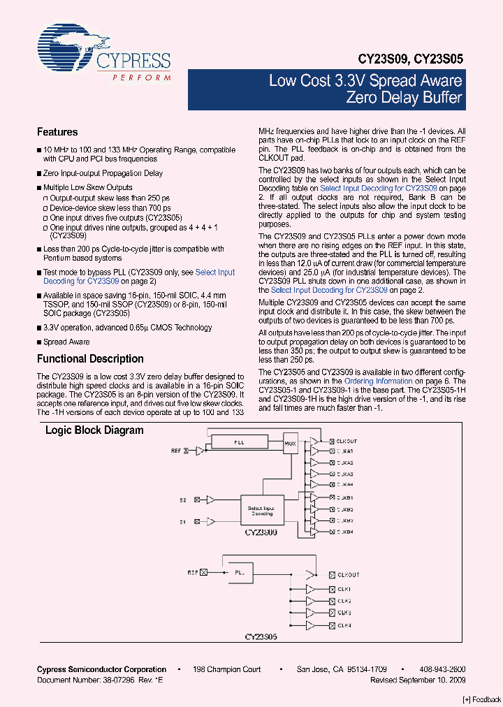 CY23S09ZC-1H_3775712.PDF Datasheet