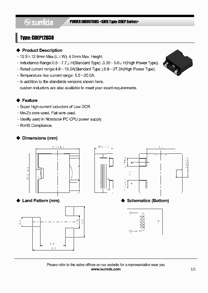 CDEP12D38NP-0R5MB-120_3785184.PDF Datasheet