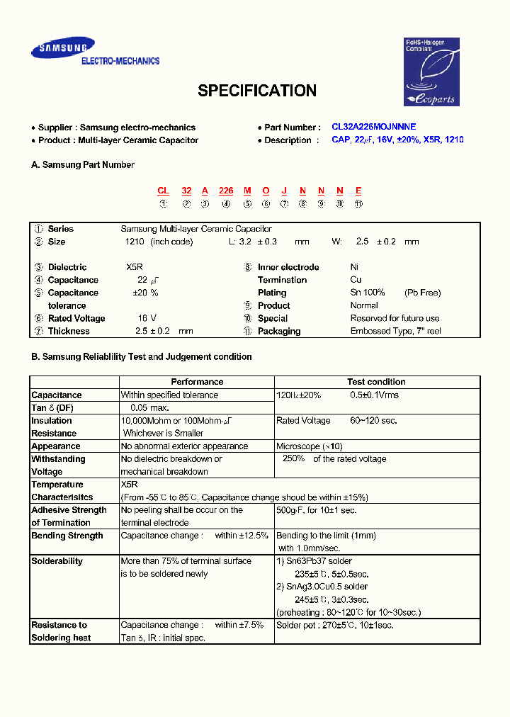 CL32A226MOJNNNE_3811851.PDF Datasheet