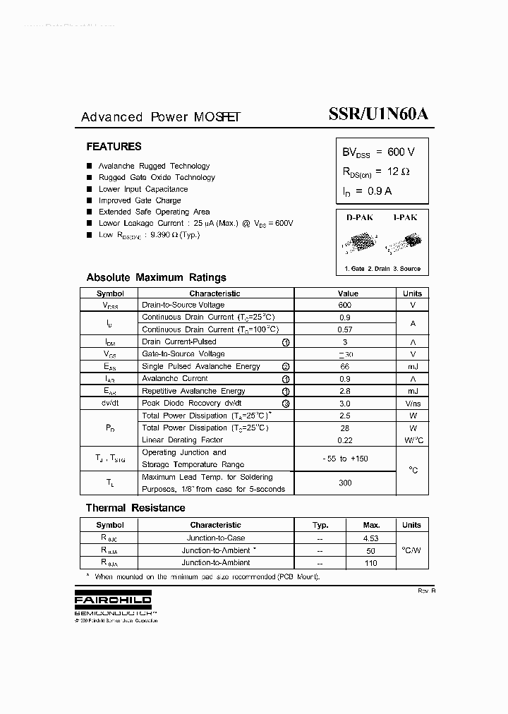 SSU1N60A_4089545.PDF Datasheet