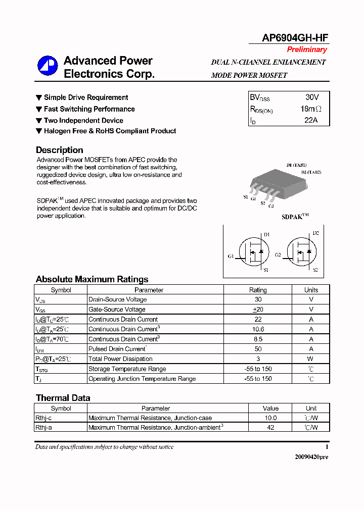 AP6904GH-HF_3854763.PDF Datasheet