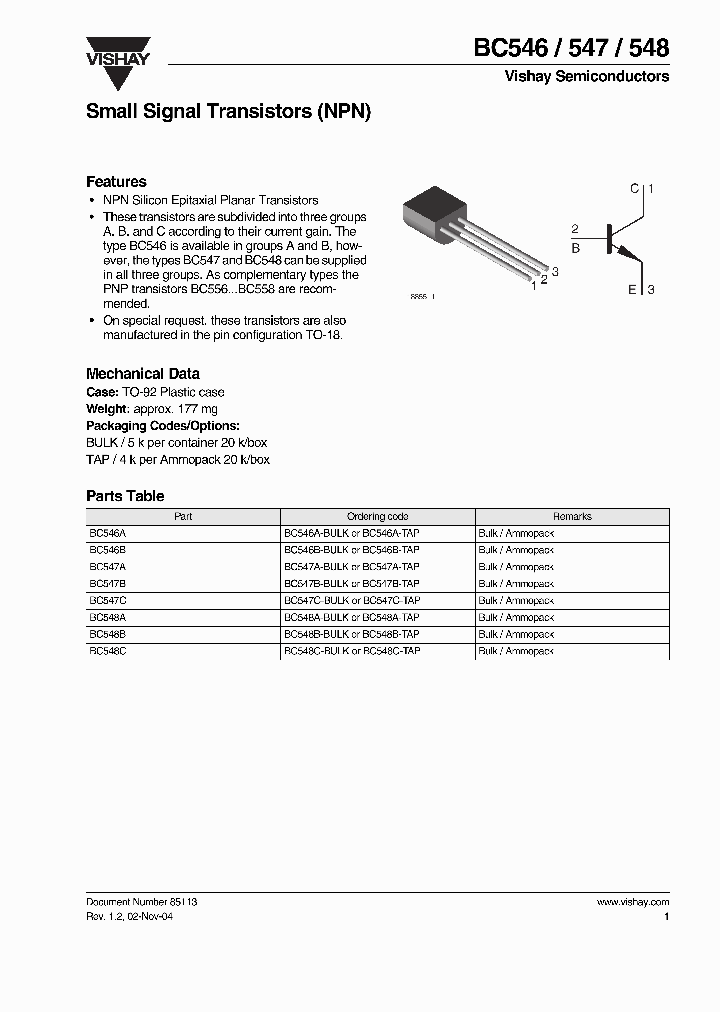 BC548C-BULK_3896983.PDF Datasheet