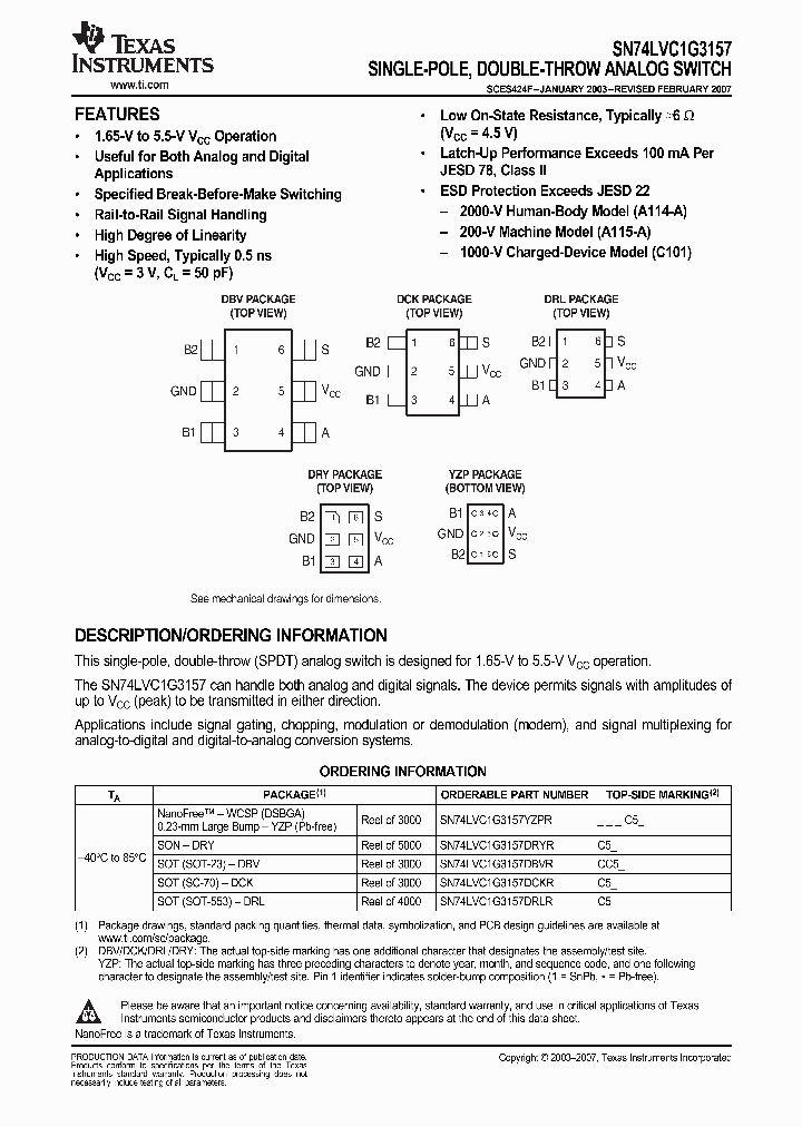 SN74LVC1G3157YZPR_3891403.PDF Datasheet