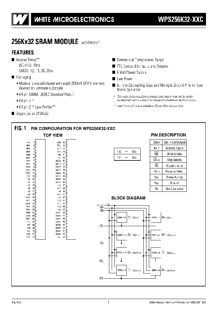 WPS256K32-12TZC_3892115.PDF Datasheet