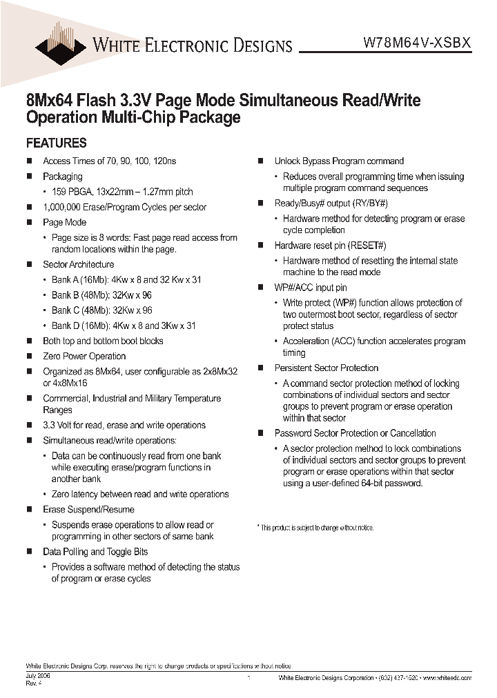 W78M64V-70SBI_3907501.PDF Datasheet