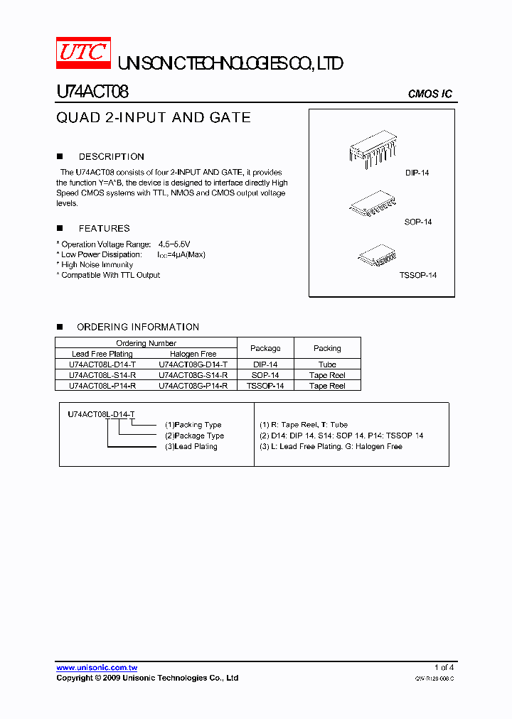 U74ACT08G-D14-T_3899548.PDF Datasheet