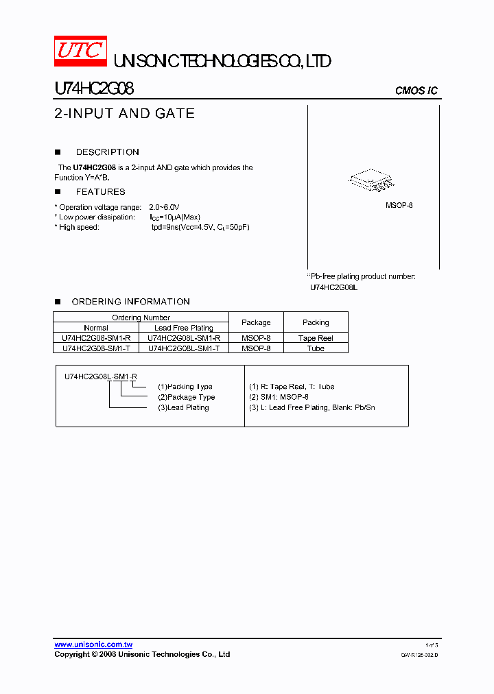 U74HC2G08L-SM1-T_3907650.PDF Datasheet