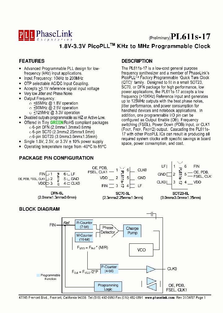 PL611S-17-XXXGCR_3922115.PDF Datasheet