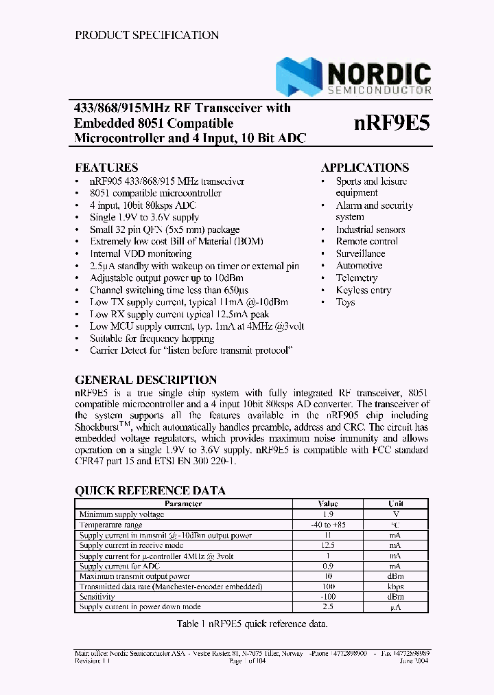 NRF9E5-EVKIT433_4076911.PDF Datasheet