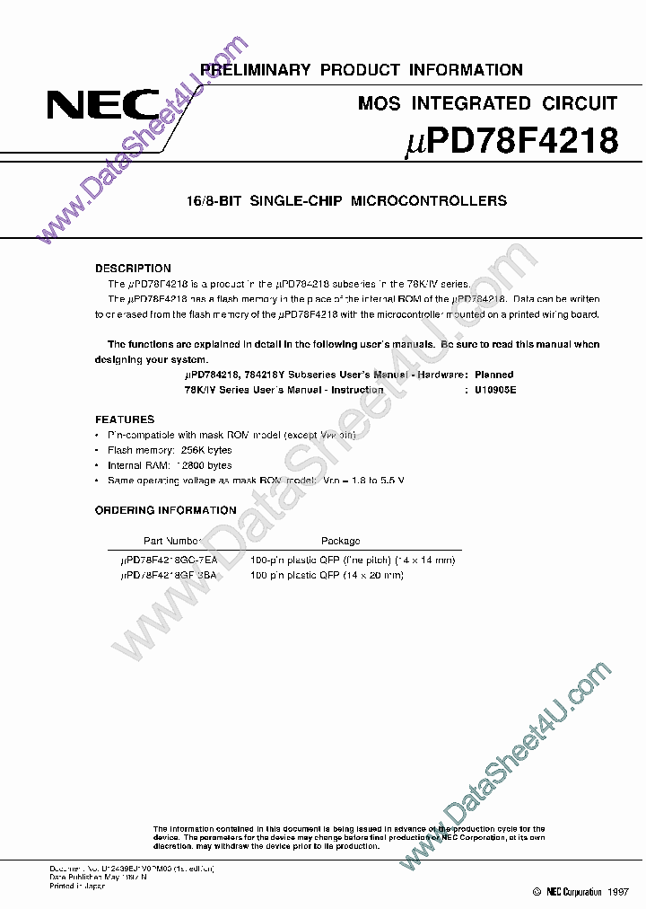 UPD78F4218_4264628.PDF Datasheet