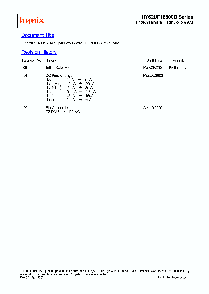 HY62UF16800B_4248834.PDF Datasheet