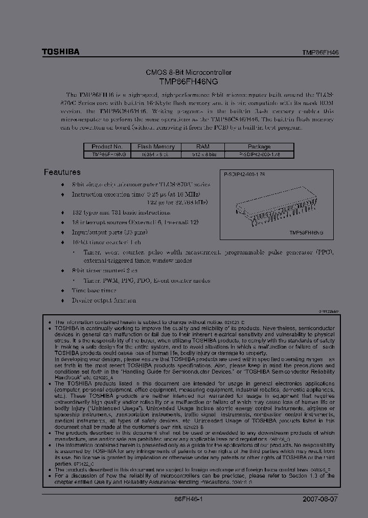 TMP86FH46NG_4267397.PDF Datasheet