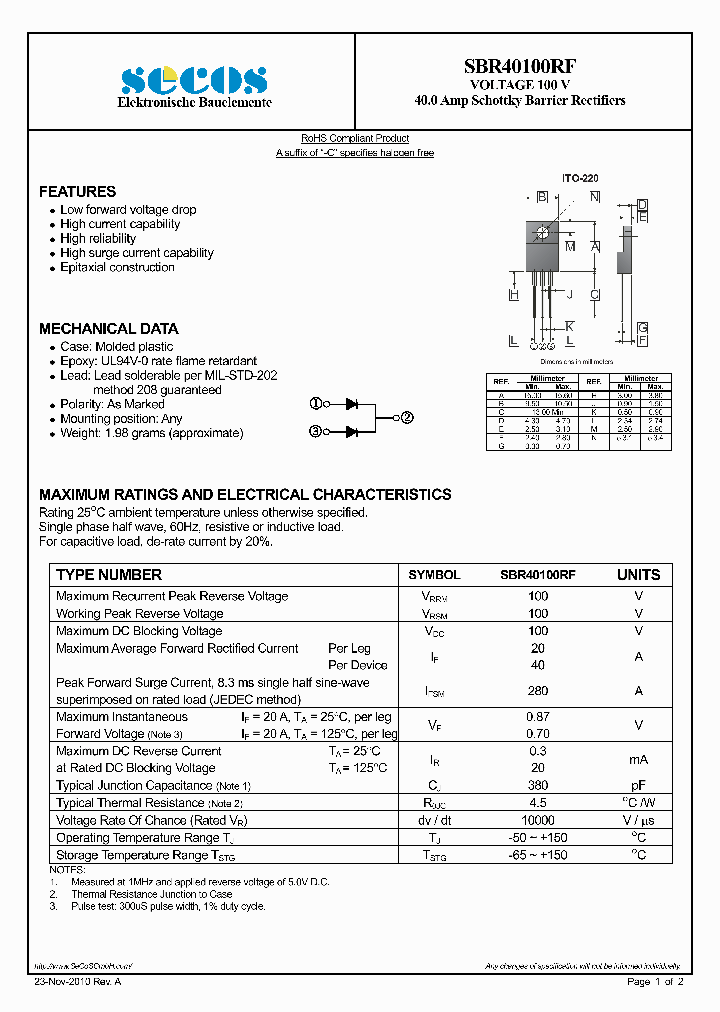 SBR40100RF_4284954.PDF Datasheet