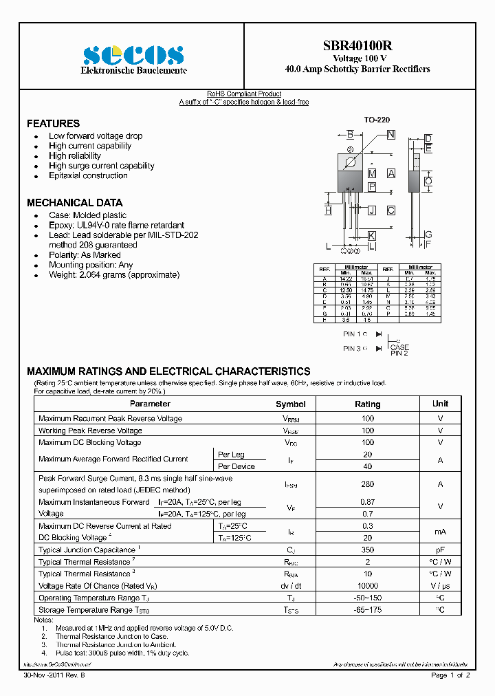 SBR40100R11_4284955.PDF Datasheet