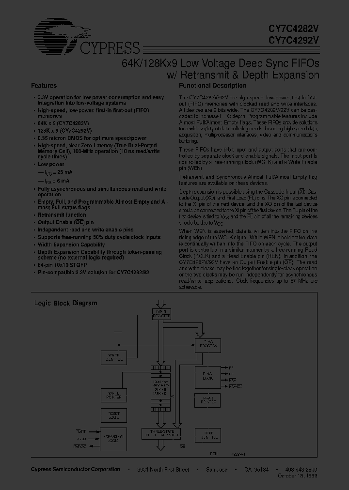 CY7C4292V-10ASC_4322651.PDF Datasheet