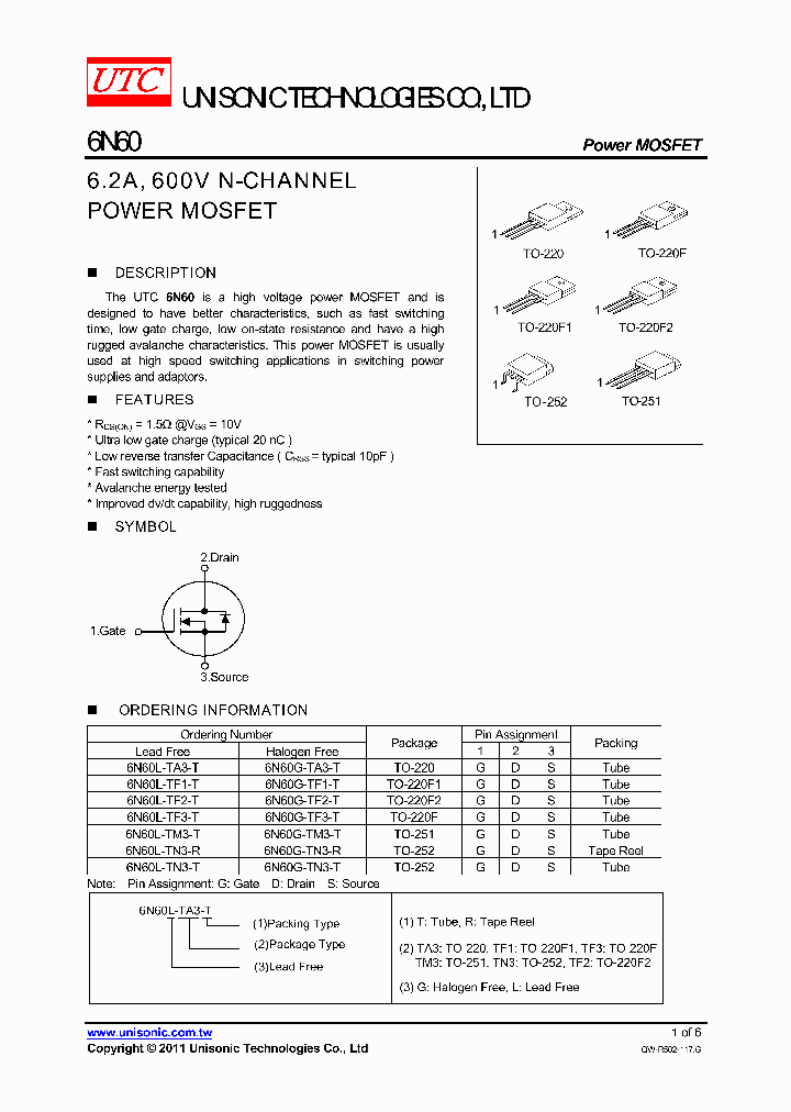 6N60L-TF2-T_4332634.PDF Datasheet