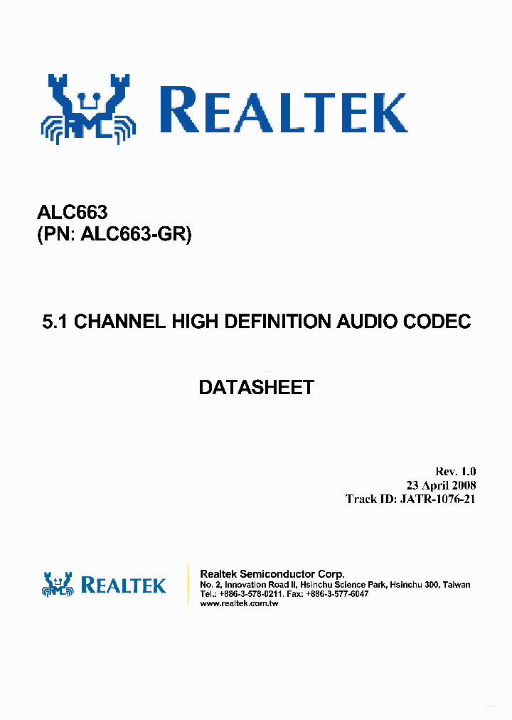 ALC663_4354073.PDF Datasheet