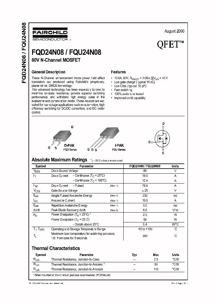 FQD24N08TM_4384457.PDF Datasheet