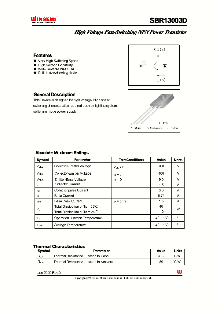 SBR13003D_4395627.PDF Datasheet