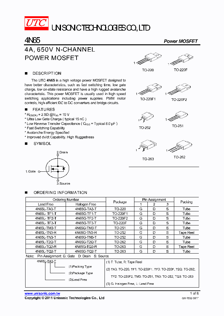 4N65G-TN3-R_4399943.PDF Datasheet