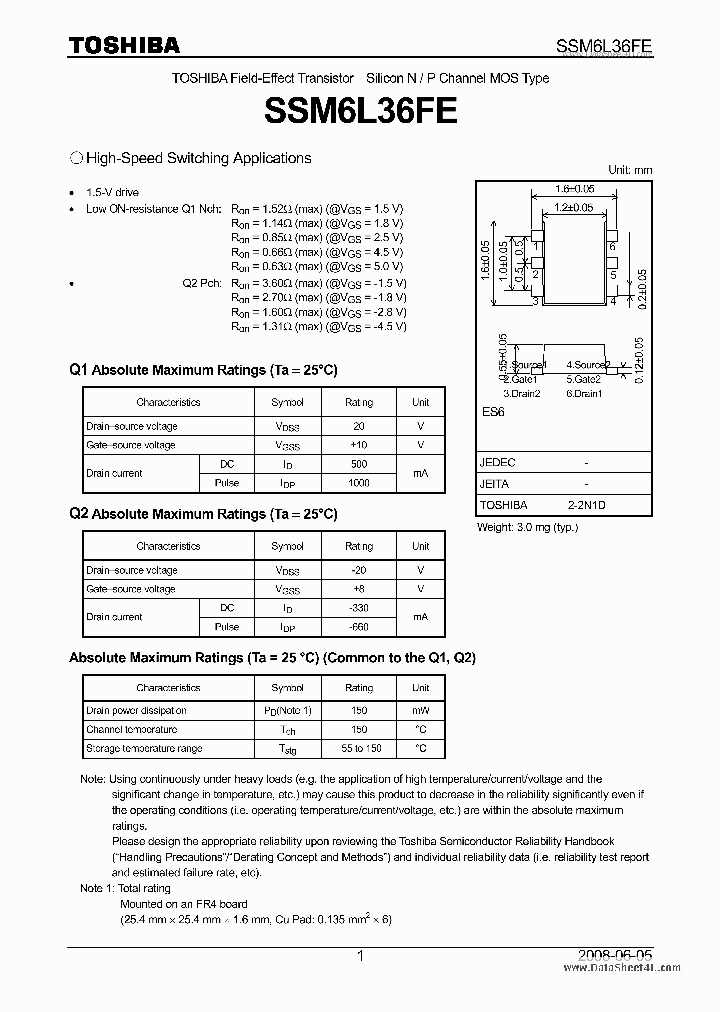 SSM6L36FE_4403057.PDF Datasheet