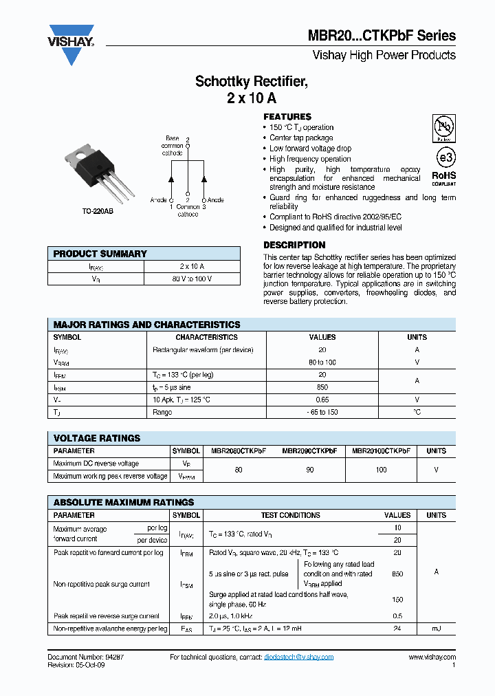 MBR2080CTKPBF_4424466.PDF Datasheet