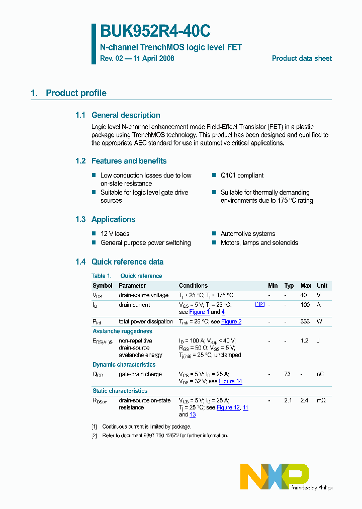 BUK952R4-40C_4444370.PDF Datasheet