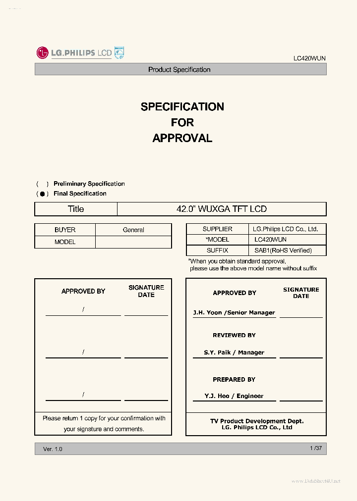 LC420WUN-SAB1_4475333.PDF Datasheet