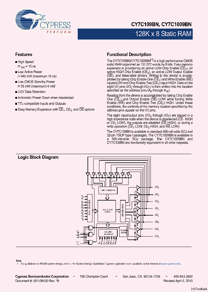 CY7C1009BN-15VI_4487107.PDF Datasheet