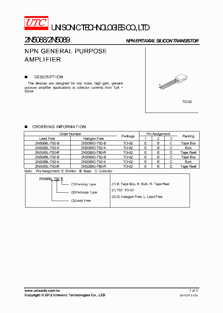 2N5089G-T92-B_4492735.PDF Datasheet