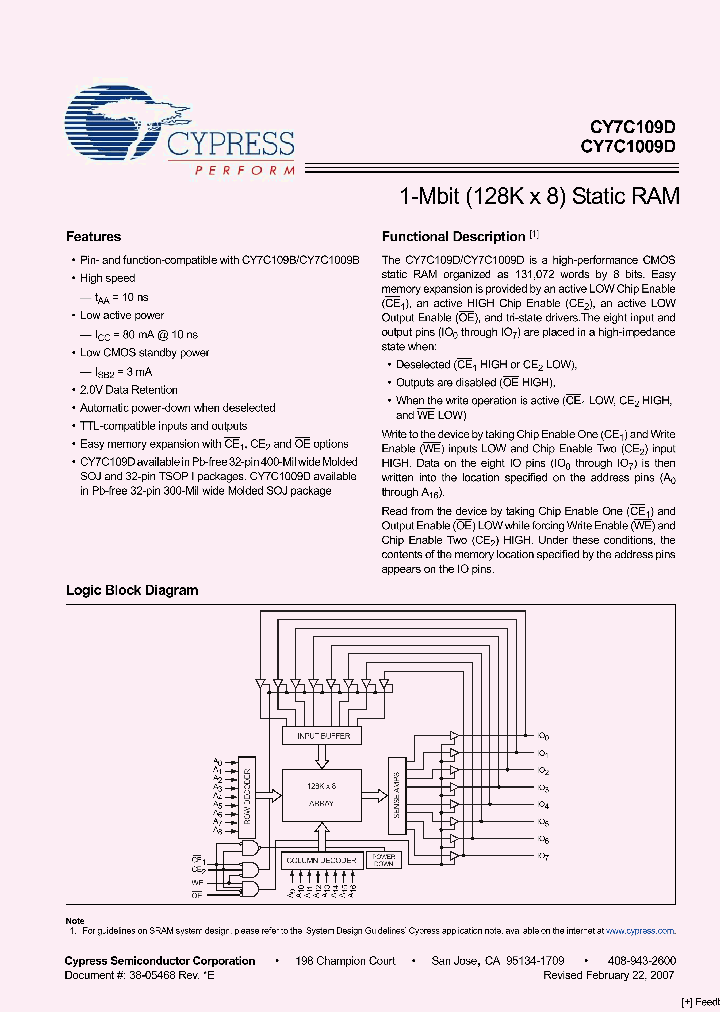 CY7C109D-10VXI_4505406.PDF Datasheet