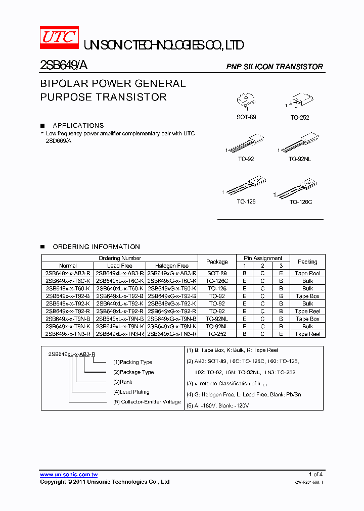 2SB649X-X-T92-R_4512707.PDF Datasheet