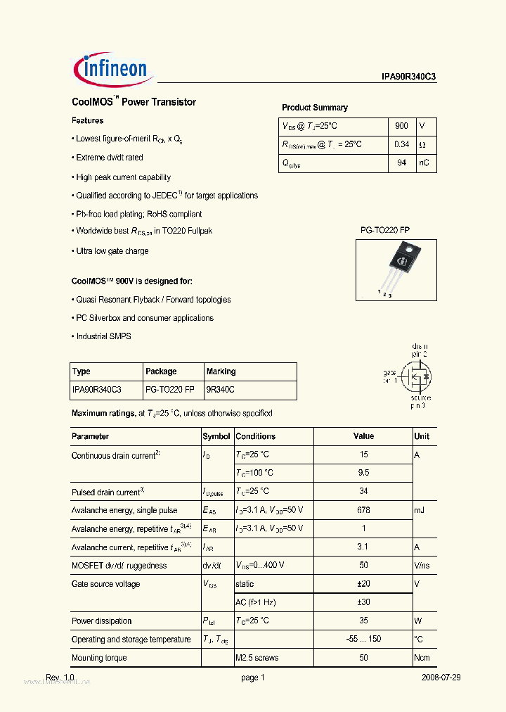IPA90R340C3_4544738.PDF Datasheet